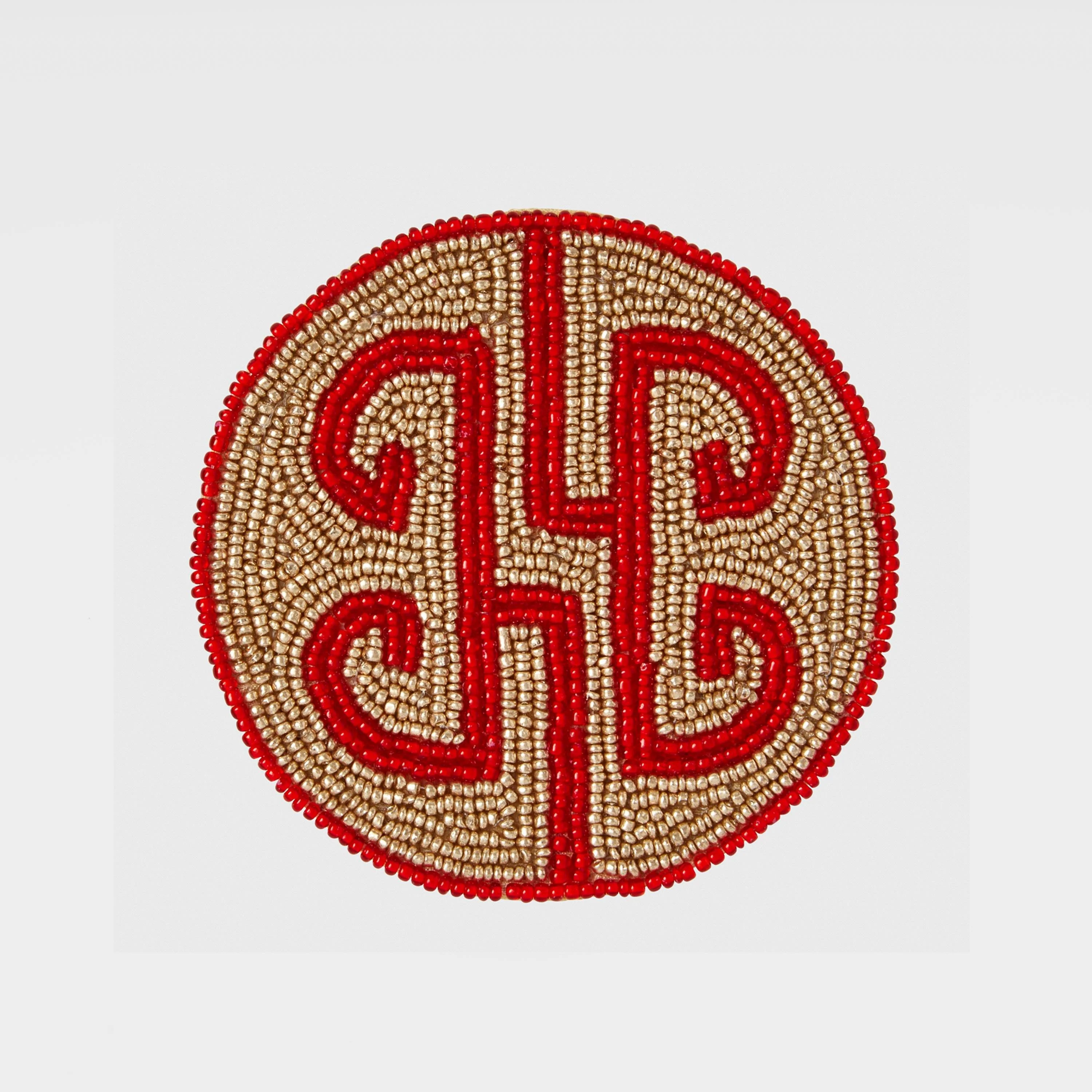 Chinoiserie Coaster, Ruby, Set of 4