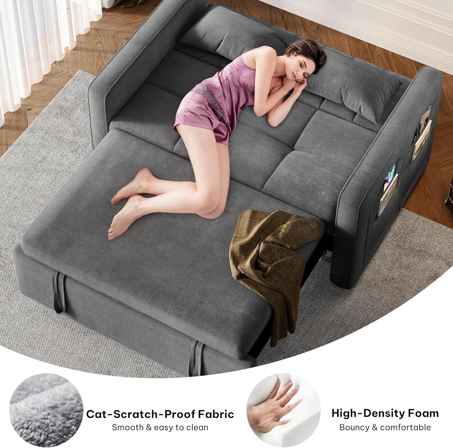DWVO 3-in-1 Convertible Sofa Bed, 55