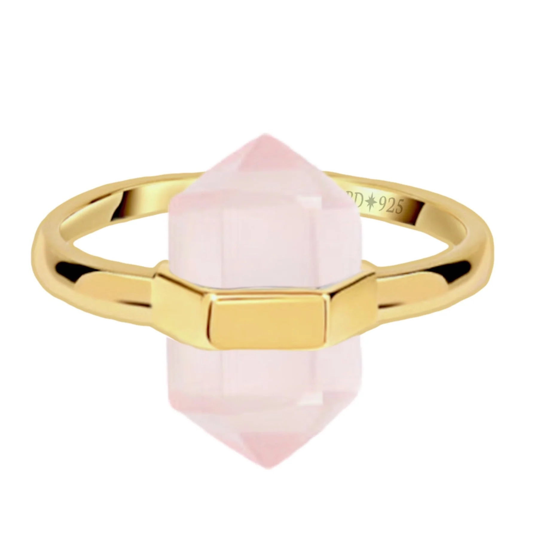 Laihas Gold Crystal Kindness Rose Quartz Ring