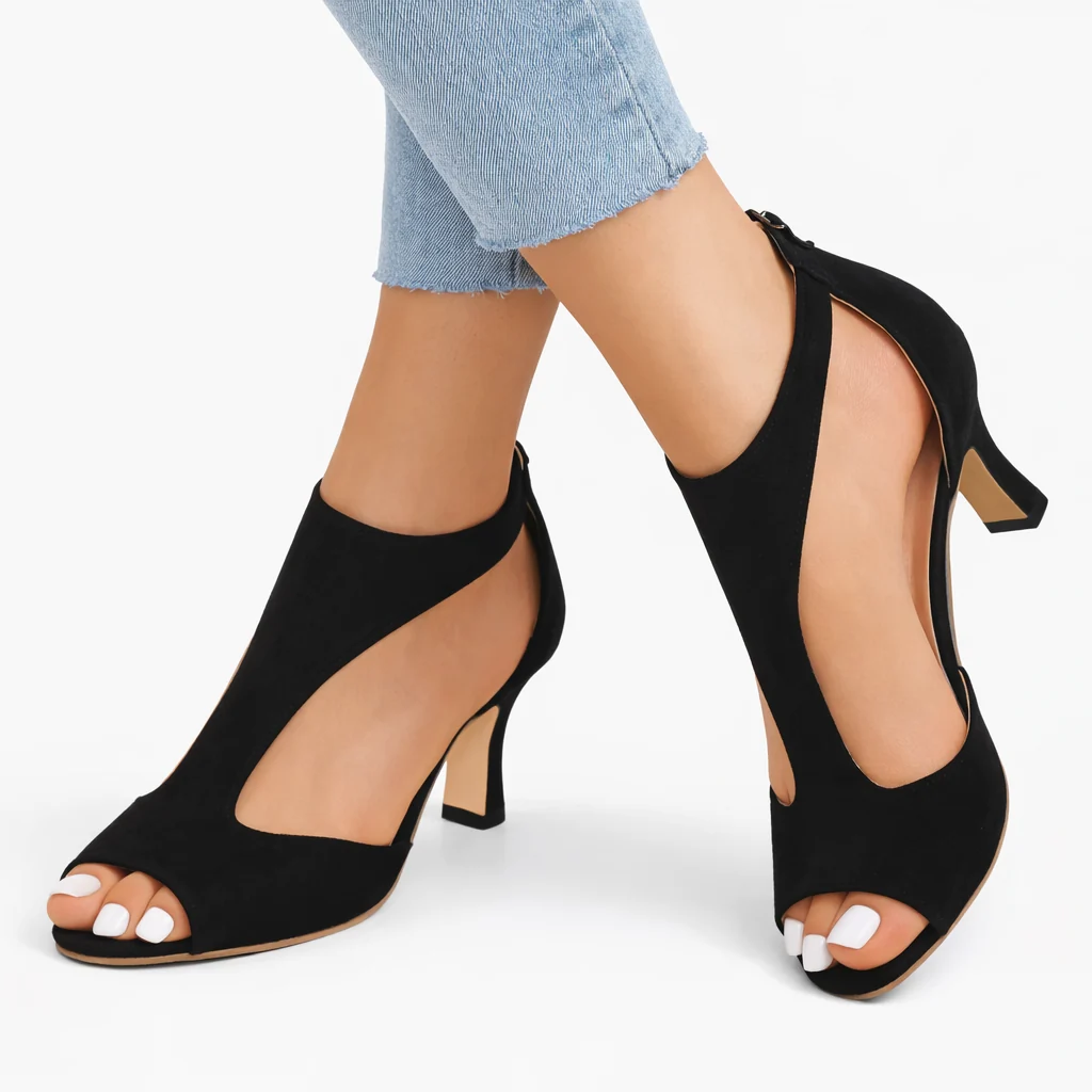 Women��s Heeled Sandals Cushioned Footbed Elegant Cut-Out Design