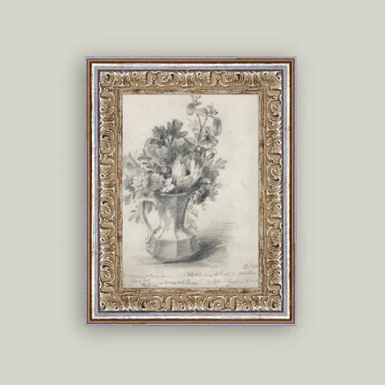 Sketch Flowers in a Pitcher Framed Antique Inspired Art