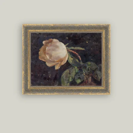 Vase with Rose Framed Antique Inspired Art