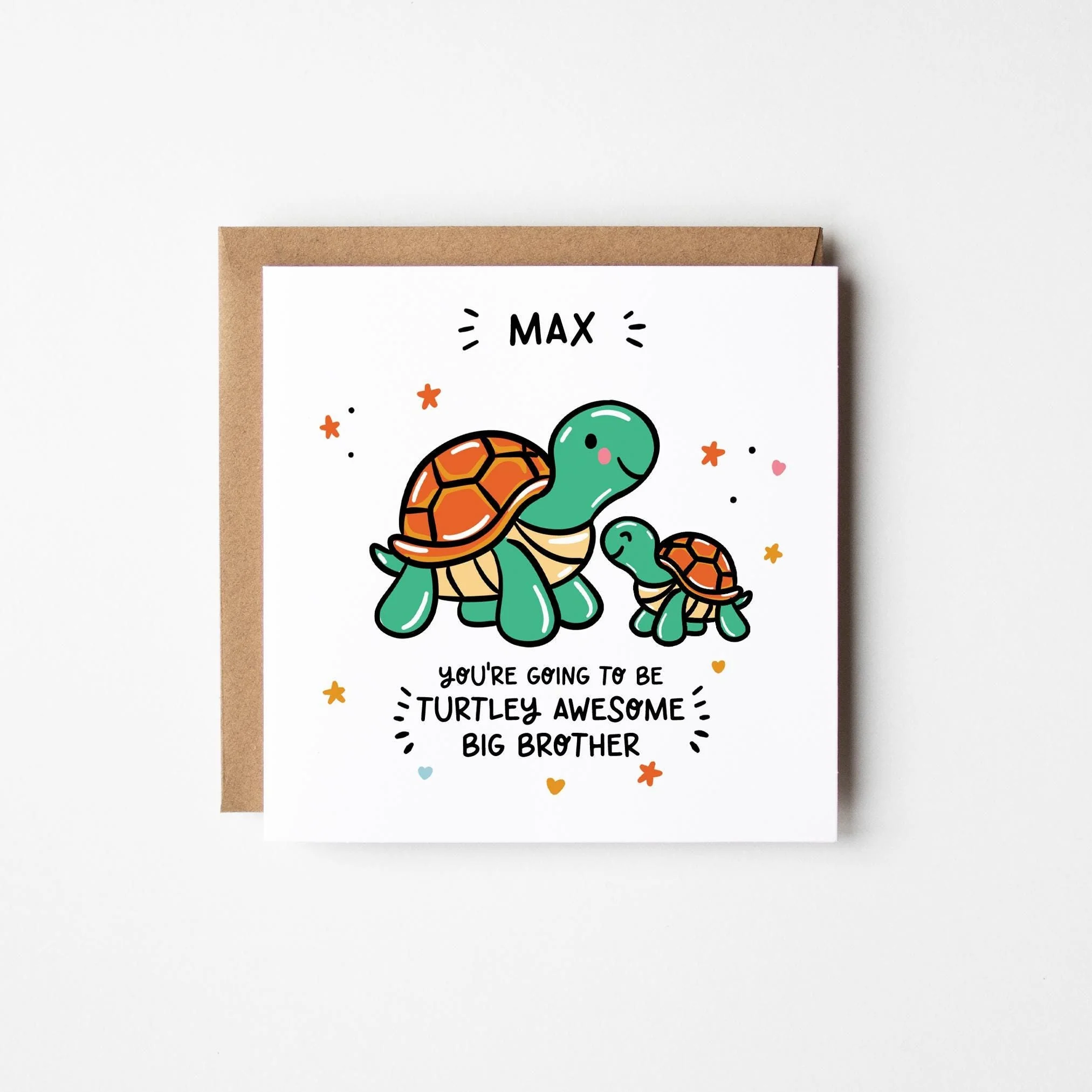 Turtley Awesome Personalised Big Brother Card, New Sibling Announcement