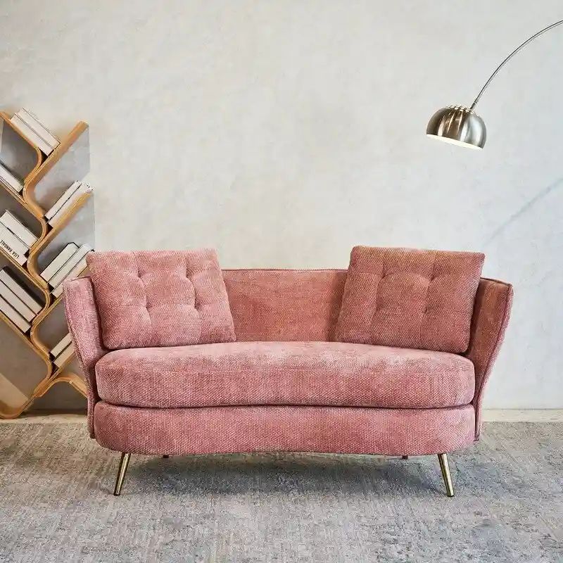 Upholstered Couch with Golden Metal Legs Club Loveseat Sofa for Living Reading Room ,Bedroom ,Apartment, Small Space Dorm