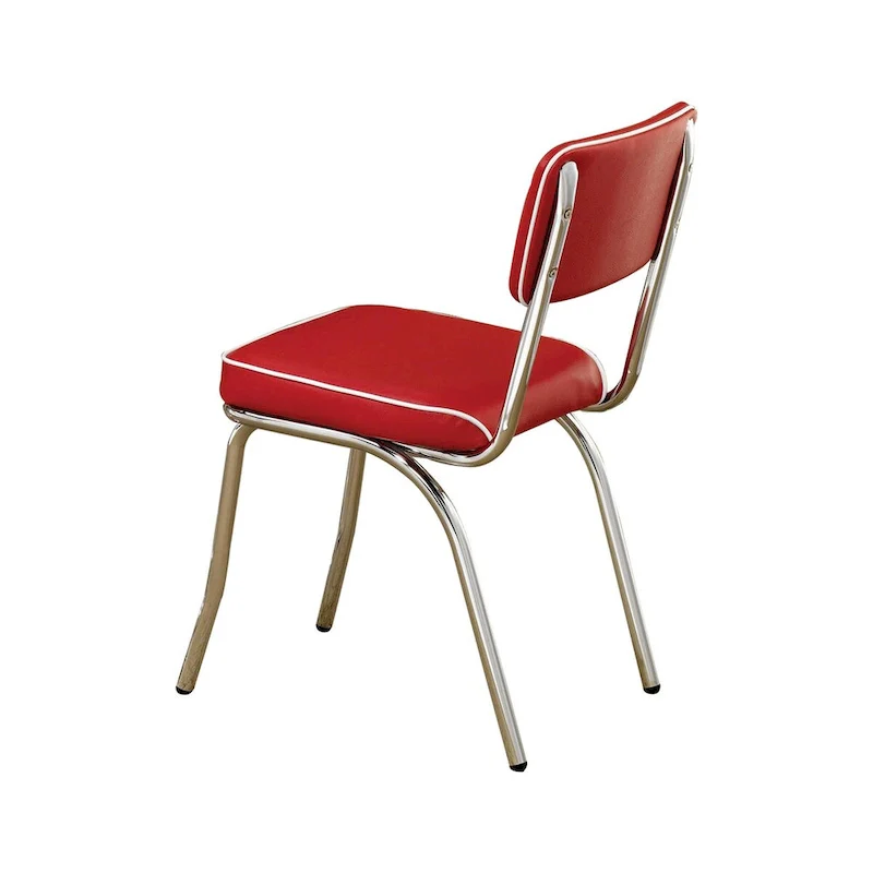 Leather Upholstered Metallic Retro Dining Side Chair, Set of 2 - 32.5 H x 21 W x 17 L Inches