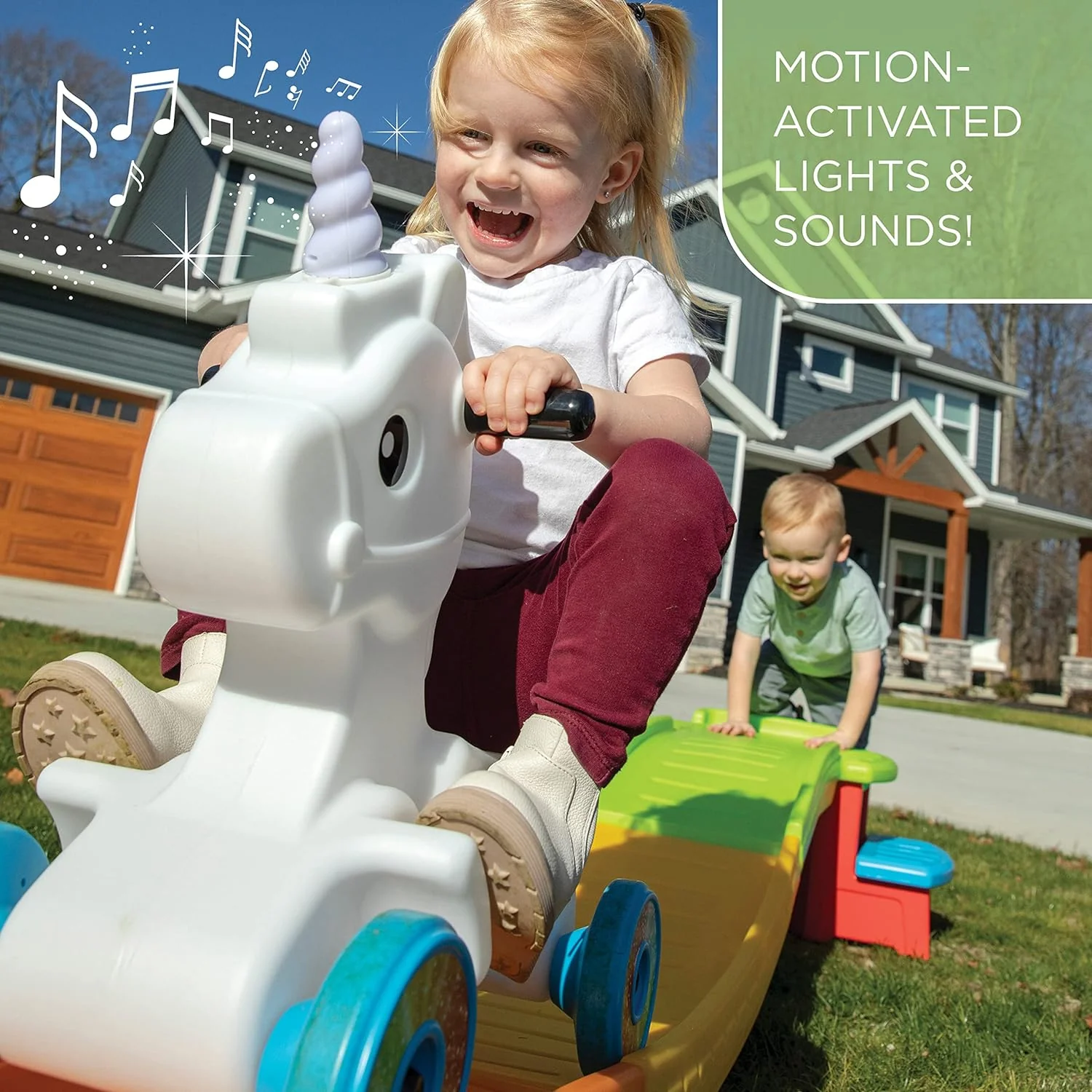 Unicorn Up & Down Roller Coaster Toy for Kids, Ride On Push Car, Indoor/Outdoor Playset, Toddler Ages 2 - 5 years old, Compact Storage, Max Weight 50 lb., Multicolor