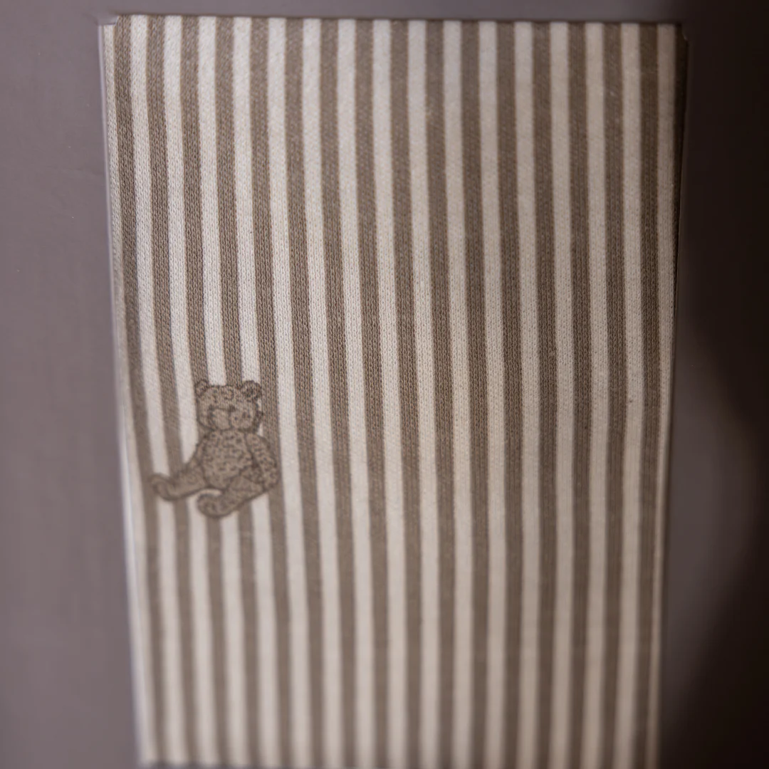 Beige & Brown Striped Bear Crib Sheet