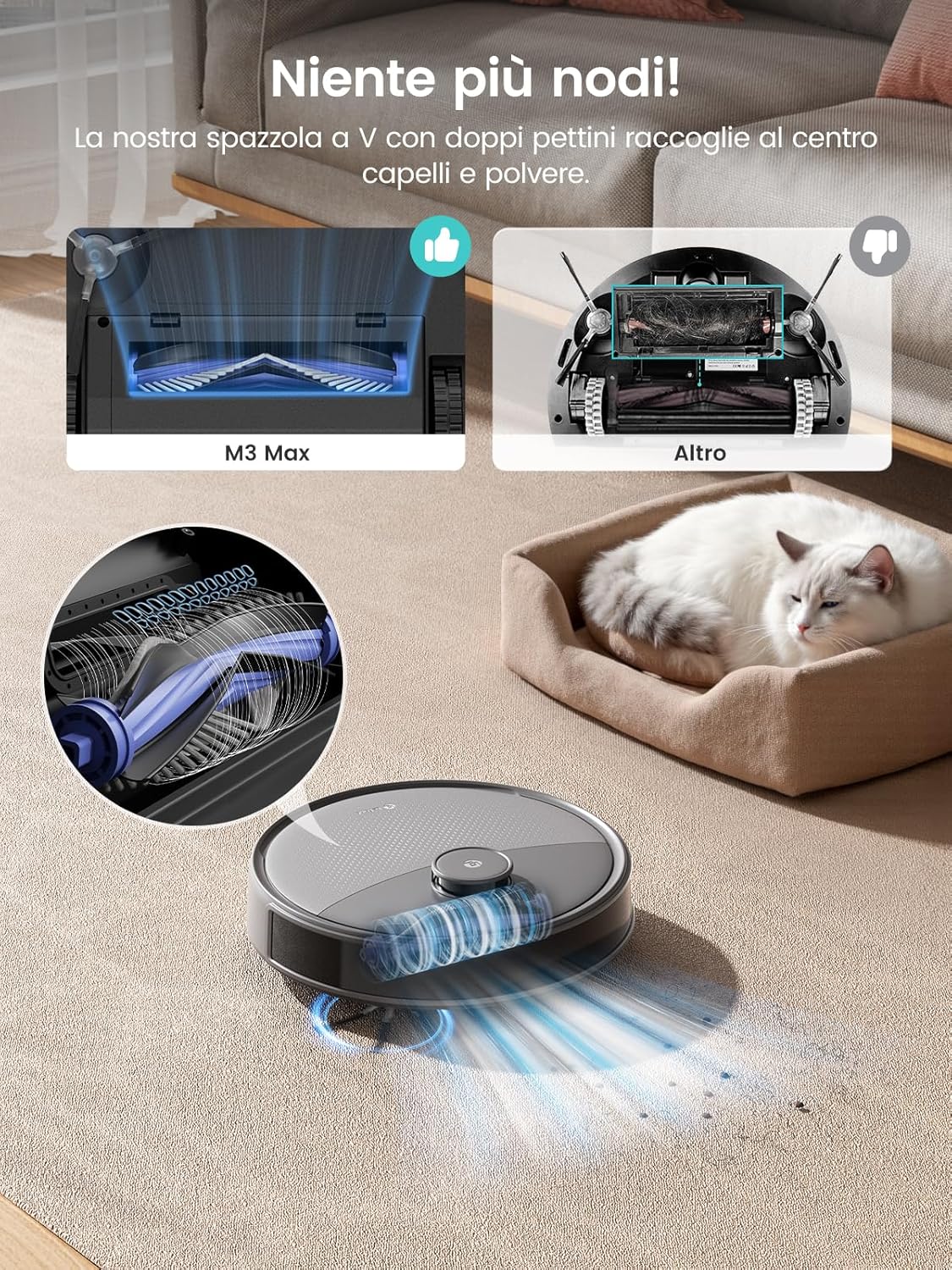 LEFANT M3 MAX Robot Aspirapolvere Lavapavimenti con Mappatura, 20.000Pa, Navigazione Laser dToF, Evitamento Ostacoli PSD, Svuotamento Riempimento, Panno Sollevabile, Asciugatura, WIFI/App/Alexa