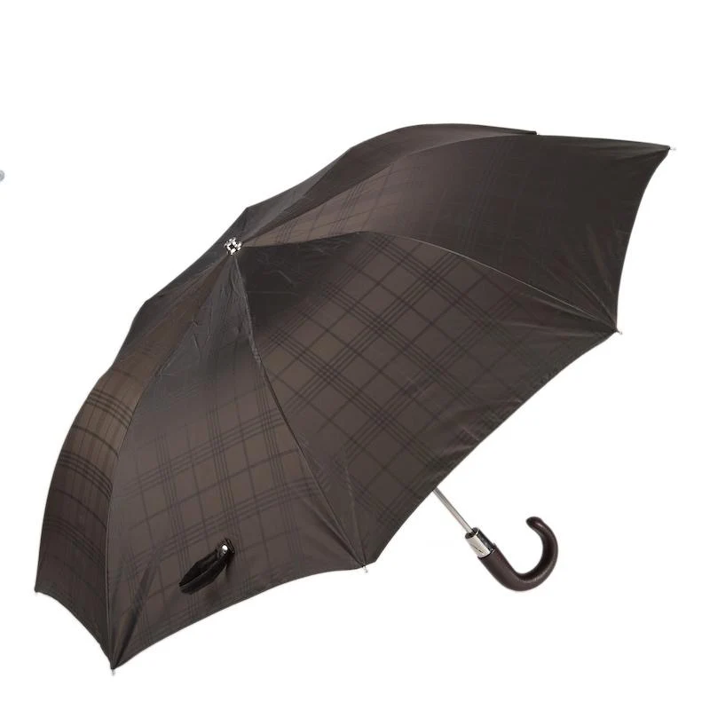 Brown Umbrella with Leather Handle