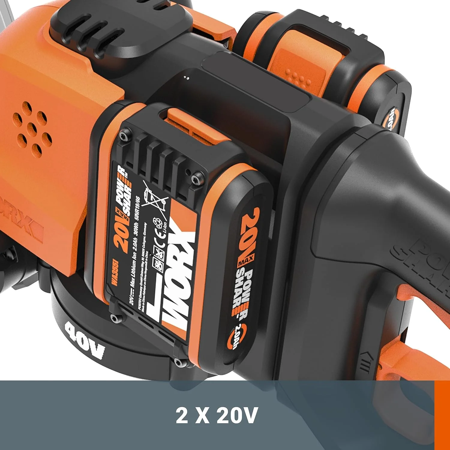WORX WG286E.9 Nitro Tagliasiepi a batteria professionale 40V – taglio preciso anche ad angoli difficili – potente motore brushless – lunghezza di taglio 58cm – distanza tra i denti 27mm – senza batteria e caricabatterie