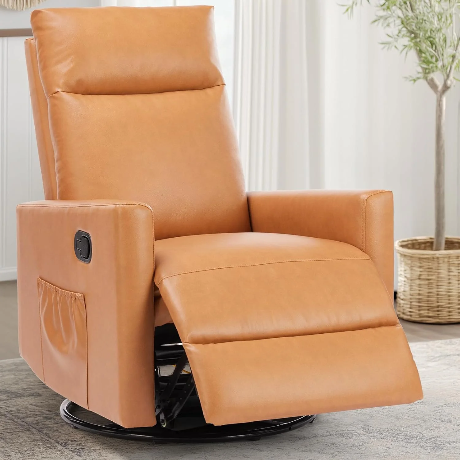 DUMOS Recliner Chair for Adults, Massage Reclining Chair for Living Room, Adjustable Home Theater Seating Single Sofa with Padded Seat Backrest and Footrest, Linen, Grey