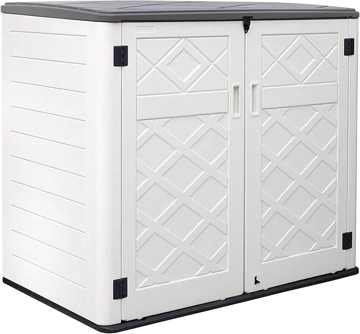 KINYING nagyméretű kültéri tárolóház, időjárásálló, vízálló kültéri tárolódoboz kertbe, teraszra, udvarra, 48 köbláb kapacitás szemeteskukákhoz, fűnyíróhoz, kerti szerszámokhoz