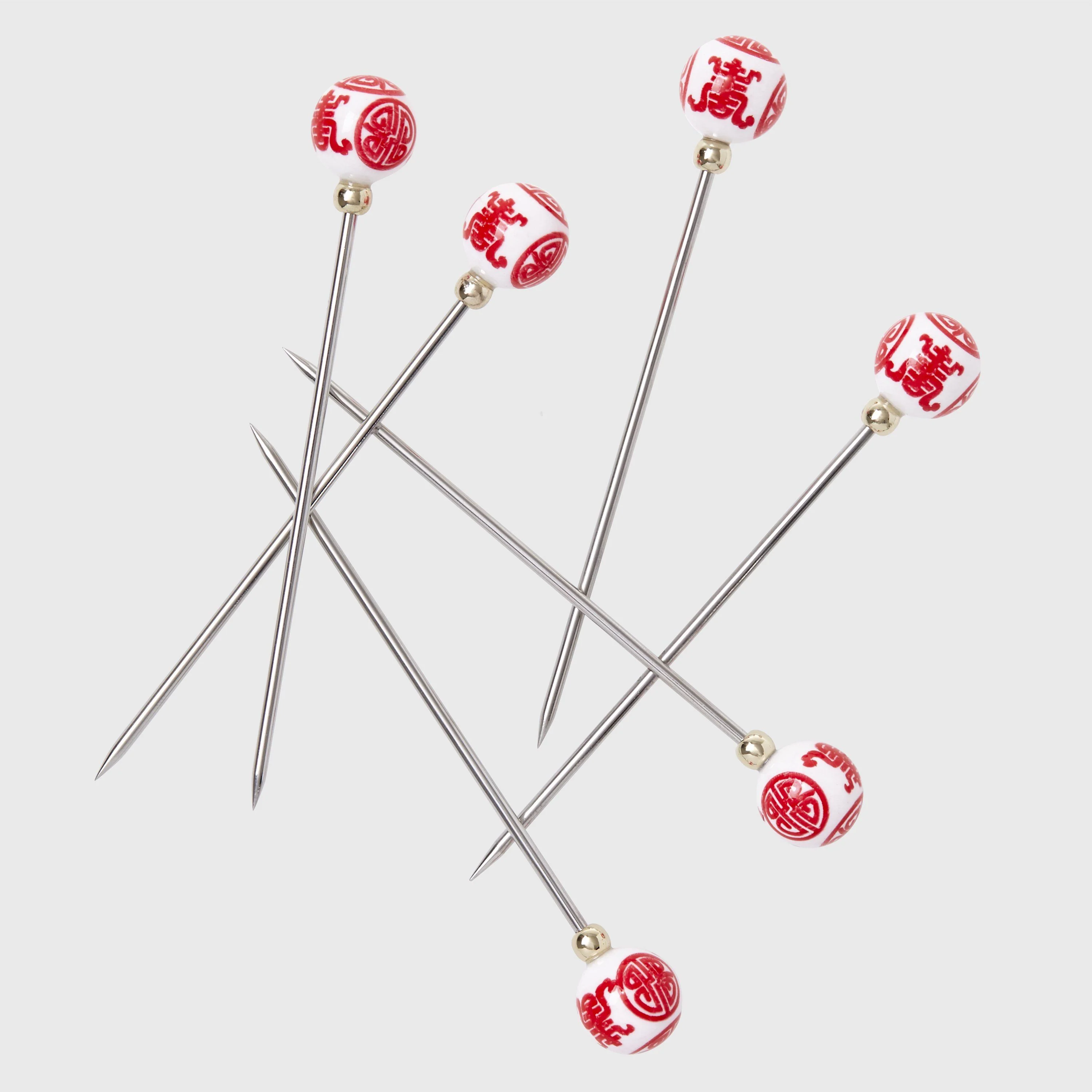 Chinoiserie Cocktail Picks, Red
