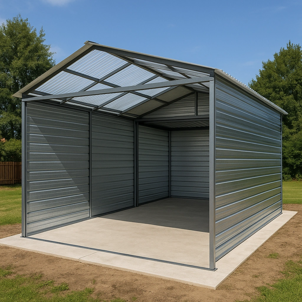 Garage med gr stlmetalstruktur, udvendig, 600x300x320 cm