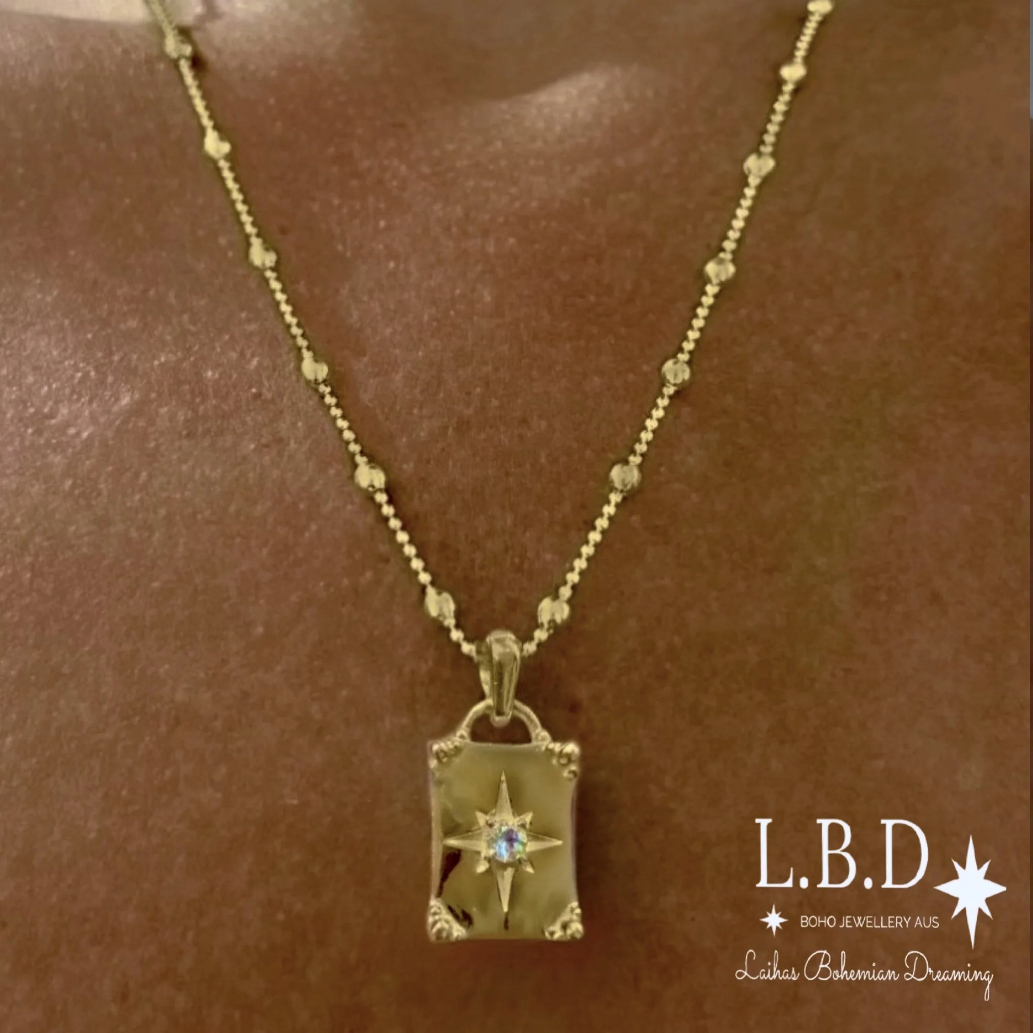 Laihas Prestige Celestial Gold White Topaz Crystal Necklace