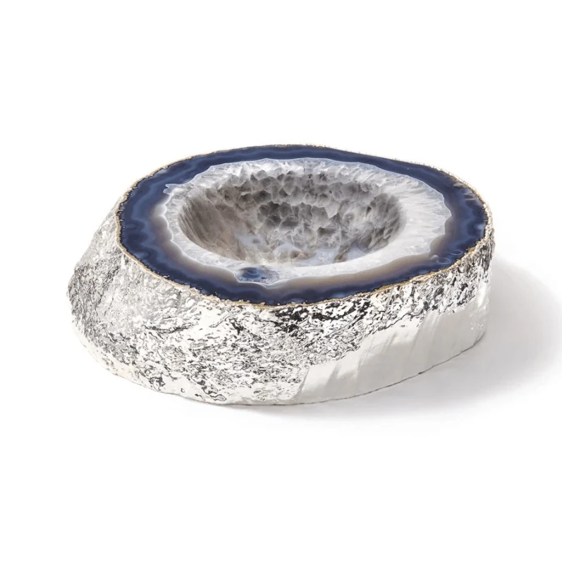 Casca Natural Agate Bowl, Large - Silver