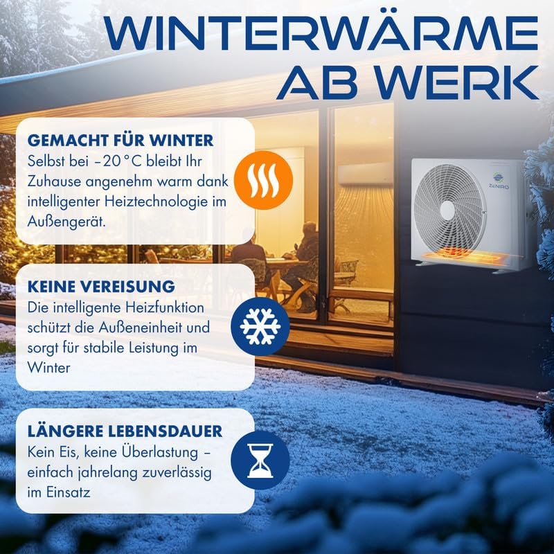Multi Split Klimaanlage 3 Innengeräte Set (3 x 3,5kW) Klimagerät Air Conditioner mit Heizfunktion 27000 BTU 5,3kW A++ WiFi/App-Steuerung 4D AirFlow Heizen bis -20°C Vorgefüllt R32