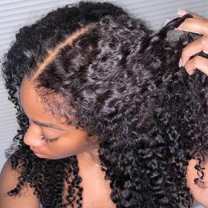 Curly Edges Glueless 8x5 Lace Front Curly Human Hair Wigs 180% Density