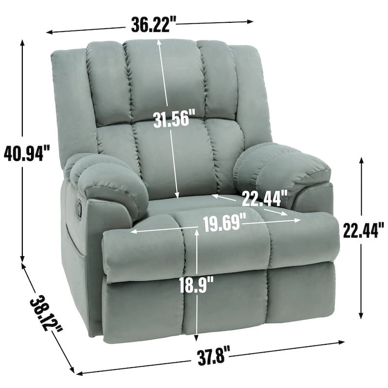 Lazy Boy Swivel Rocker Fabric Recliner Chair, Overstuffed Large Manual Recliner Glider with Pillow Top Arms and Cushion Back