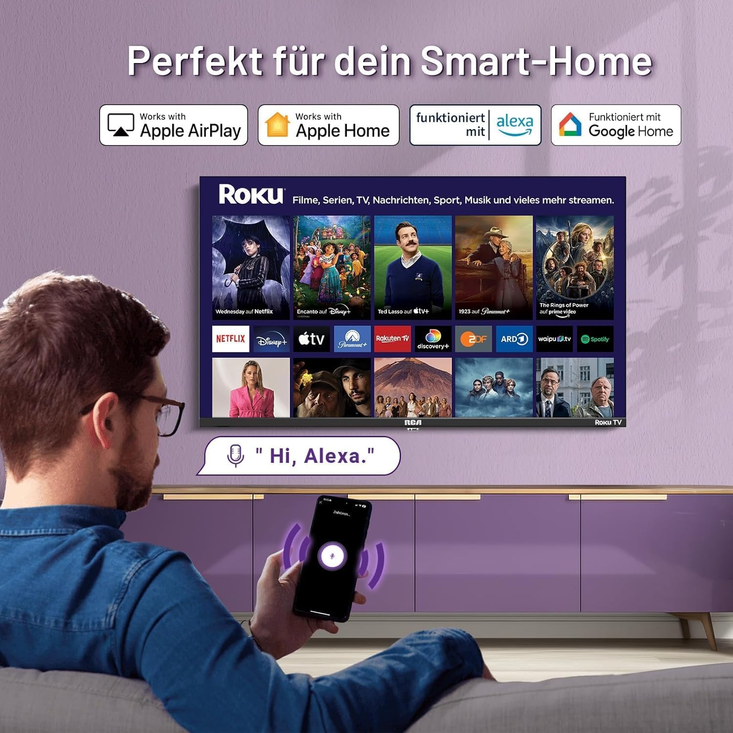 RCA Fernseher 43 Zoll (108 cm), UHD 4K Smart TV mit WLAN, Triple Tuner (DVB-C/S/S2/T/T2), HDR10 HLG, RK43UN1, 2024 (Nur für Deutschland)