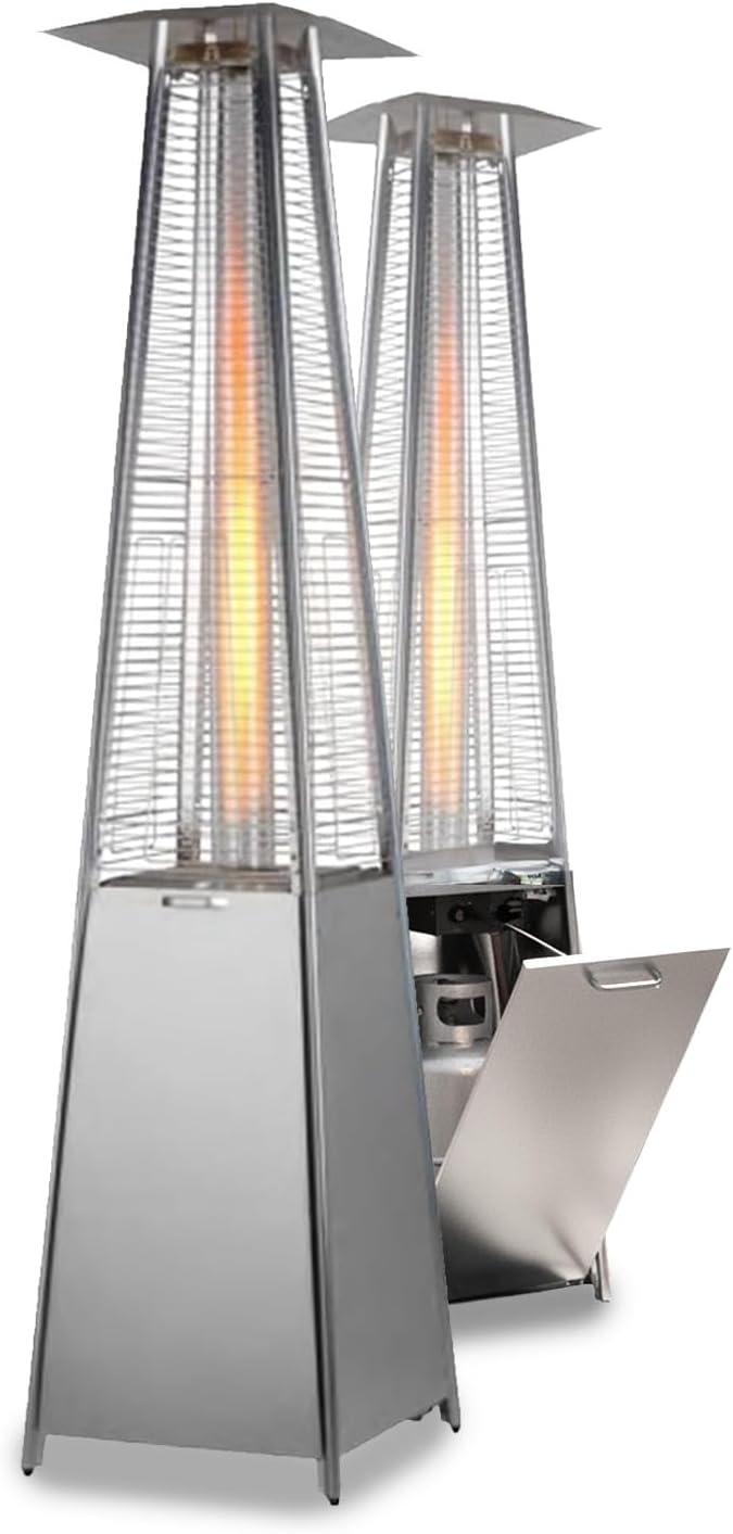Wintem - Stufa a Gas da Esterno Aura a Piramide Grigia 12kW con Accensione Piezoelettrica e Termostato Regolabile per Terrazze e Giardini, Funzionamento con Bombola GPL o Butano, Design Moderno