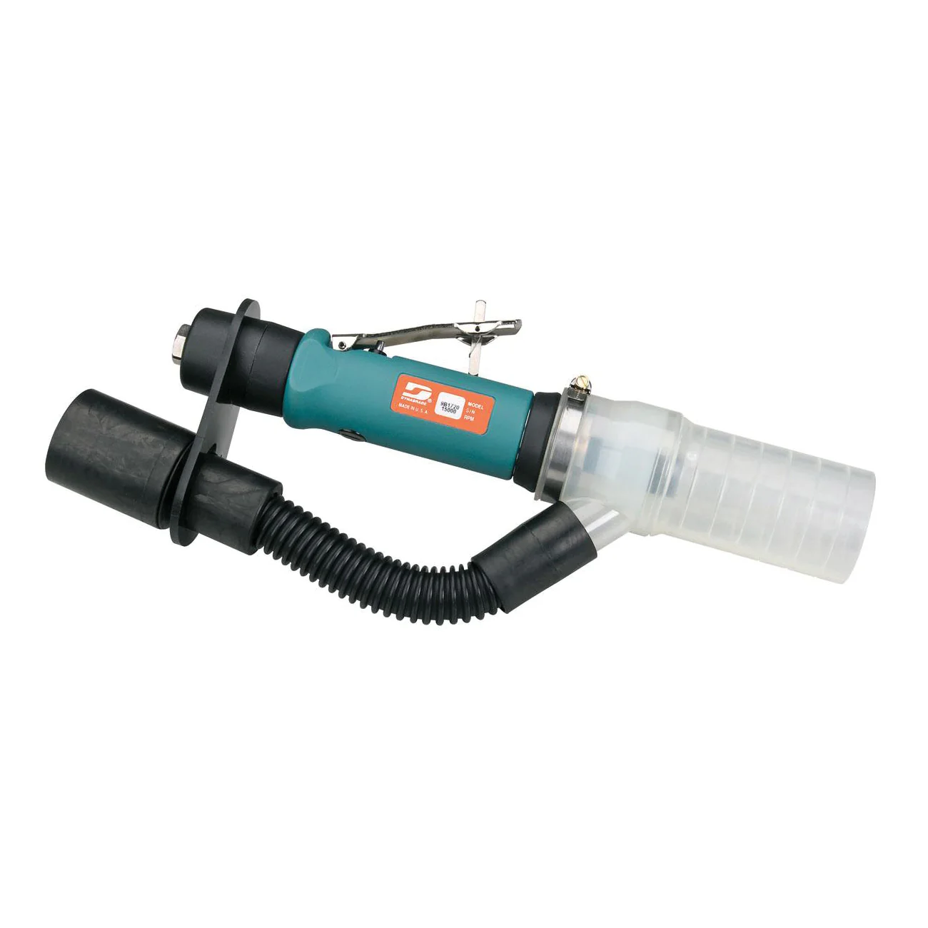 Dynabrade 56759  ~  .7 Hp Straight-Line Die Grinder Central Vacuum 15000 Rpm Gearless Rear Exhaust 1/4 Inch & 6 mm Collets Extended Muffler
