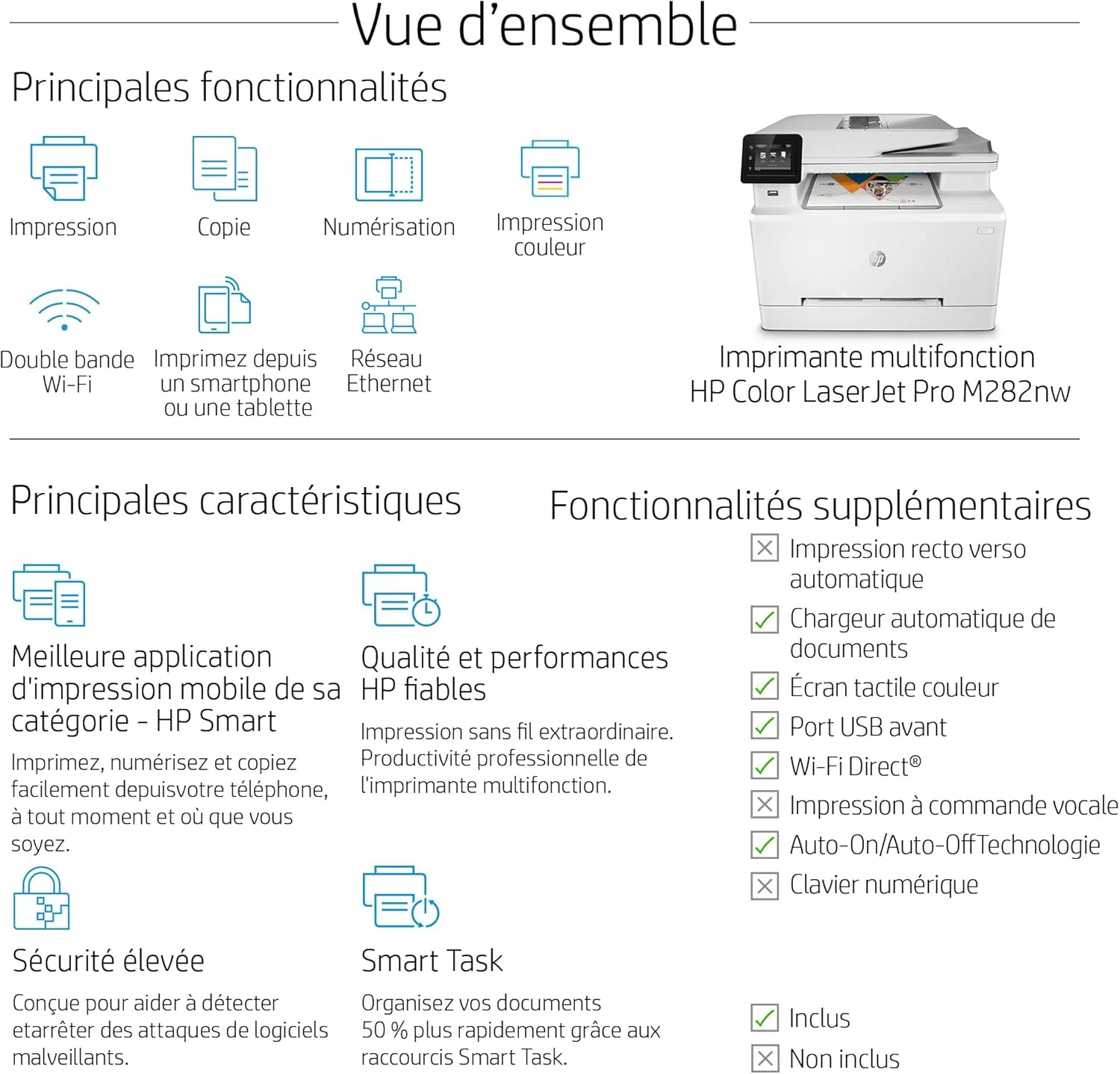 Stampante laser multifunzione a colori HP Color LaserJet Pro MFP 3302fdwg, Fax, Stampa automatica fronte/retro, Touchscreen, Wi-Fi, Ethernet, USB, HP Wolf Pro Security