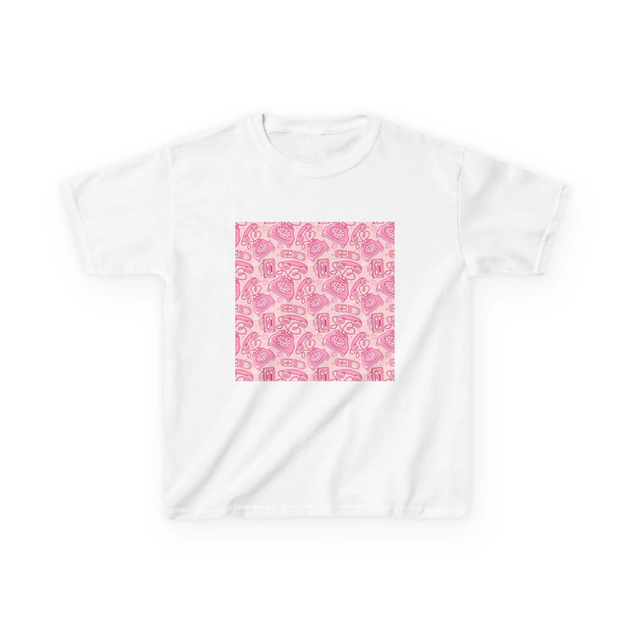Pink Cute Animals Pattern Kids T-Shirt | Square Graphic Tee