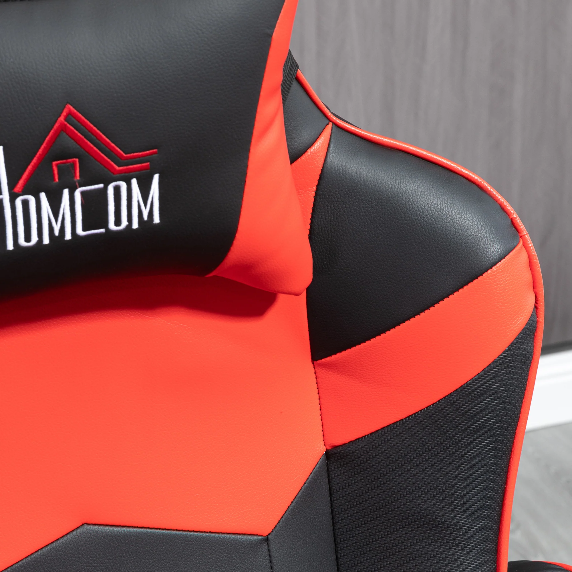 HOMCOM Gaming-stoel met massagefunctie, inclusief voetensteun, ligfunctie, rood + zwart.