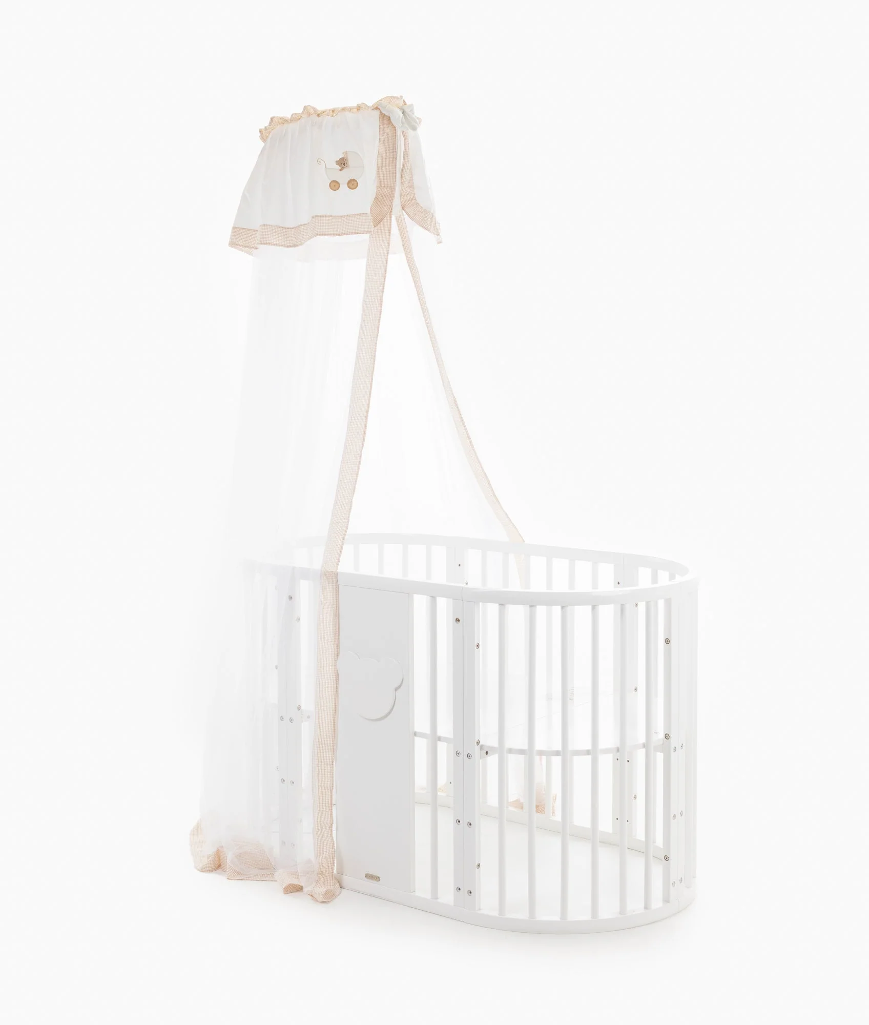 Cot Canopy & Stand Set | White & Beige