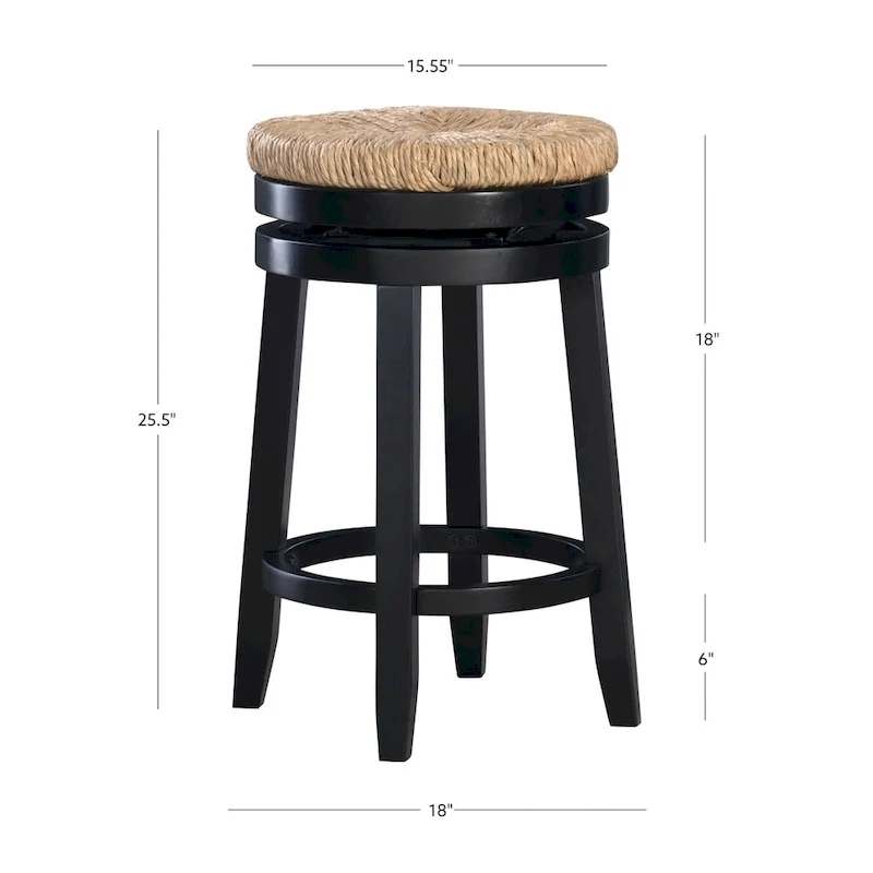 Maya Backless Swivel Counter Stool with Seagrass Seat