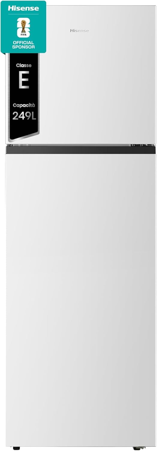 Hisense RT327N4AWE Frigorifero Doppia Porta a libera installazione Total No Frost, sistema di ventilazione Multi Air Flow, Larghezza 55 cm, Colore Bianco, Capacità netta 249 L