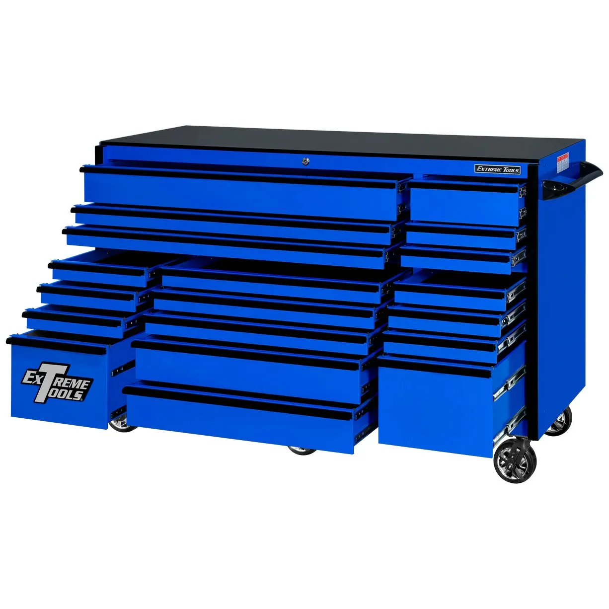 Extreme Tools RX250 Series 72-inch x 30-inch Rolling Cart – 19 Drawers – 250 lb Drawer Slides