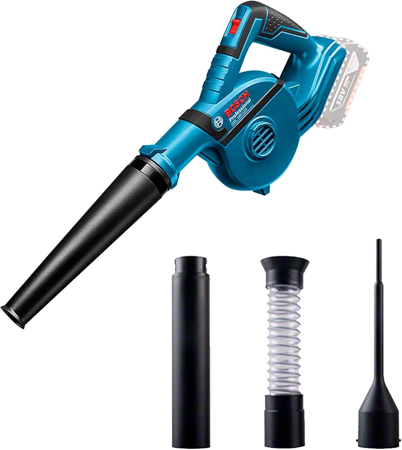 Bosch 18V Cordless Workshop Blower - High-Speed Airflow, Accessories Included