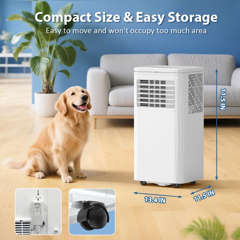 10000 BTU Tragbare Klimaanlage Kühlt 450 Sq.Ft, LifePlus Tragbare AC-Einheit mit 4 Modi, Fernbedienung, Fenster-Installationsset, 24H Timer, Leise Energieeffizient für Zimmer, Büros, Wohnungen