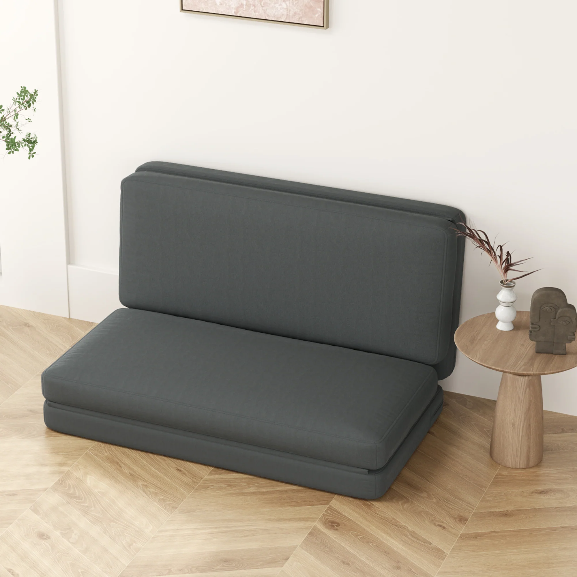 HOMCOM 3-in-1 Opvouwbare Relaxstoel, Gastenmatras, Deelbaar, 138 cm breed, Donkergrijs