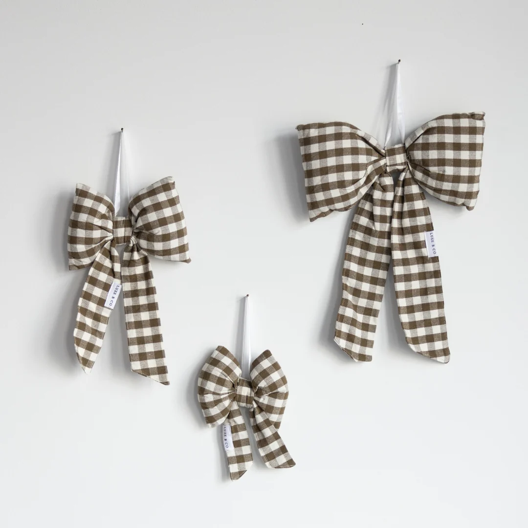 Olive Green Gingham Bows