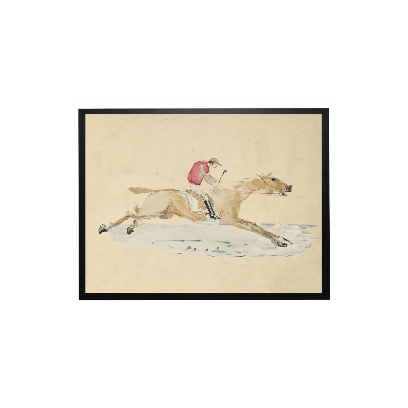 Vintage Jockey and Horse Beaded Framed Art