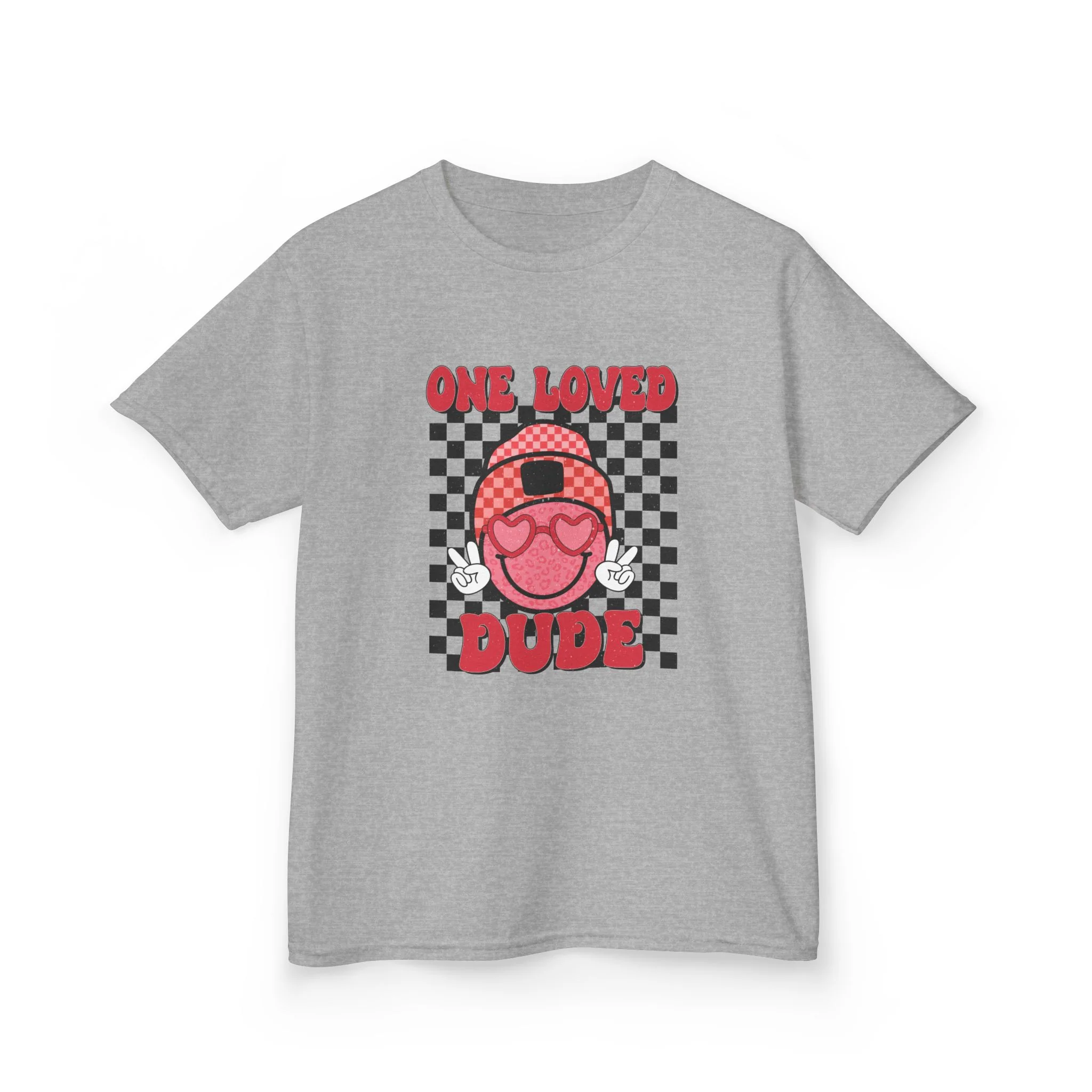 One Loved Dude Kids Tee | Retro Smiley Checkerboard