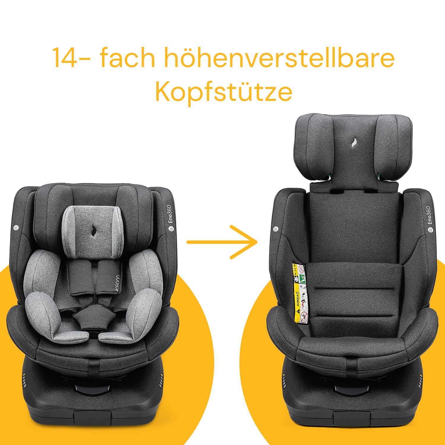 Osann Eno360 i-Size, drehbarer Kindersitz 40-150 cm, Reboarder mit Isofix, Baby Autositz �C Dark Grey Melange