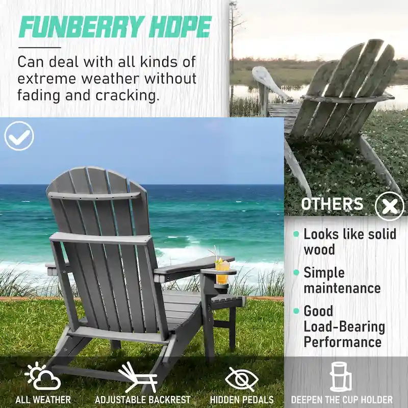 Vrakae Folding and Adjustable Adirondack Chair with Ottoman