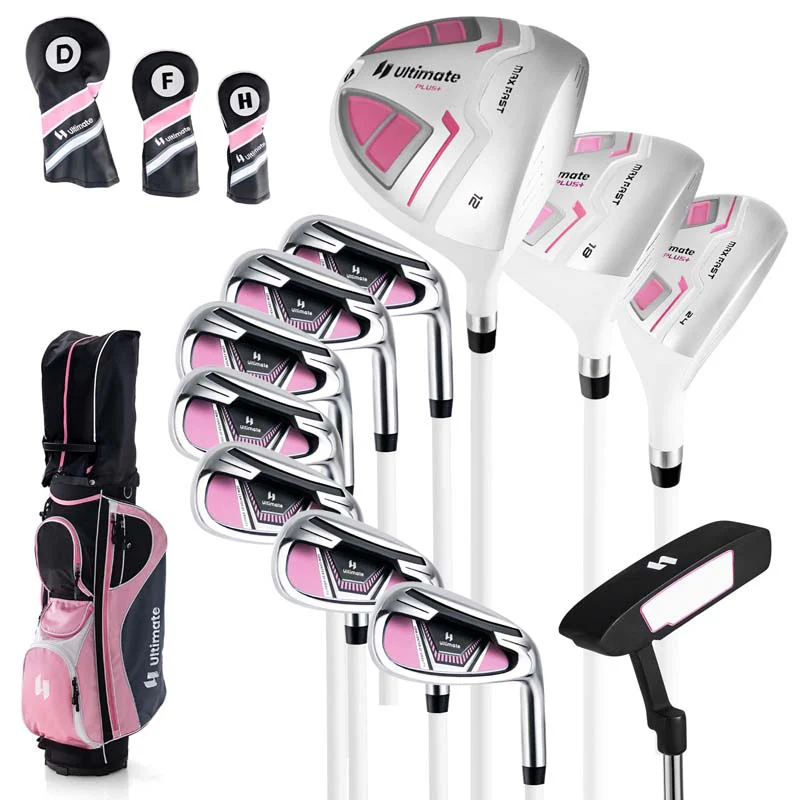 Women's Right Hand Complete Golf Club Set, 12 Pieces Golf Club Package Set with 460CC Driver, Irons 5-SW, Putter, Golf Cart Bag & Rain Hood
