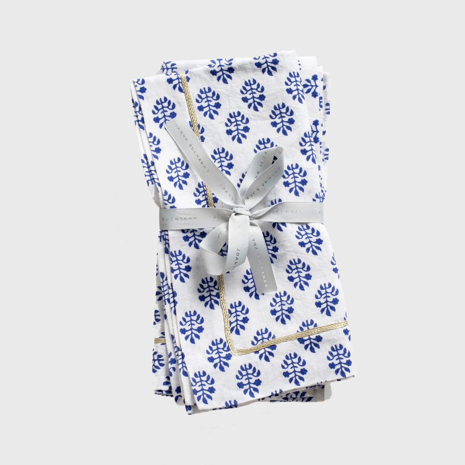 Printed Leaf Dinner Napkins, Cobalt, Set of 2