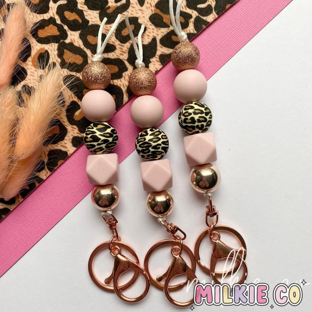 Blush Beaded Keychain