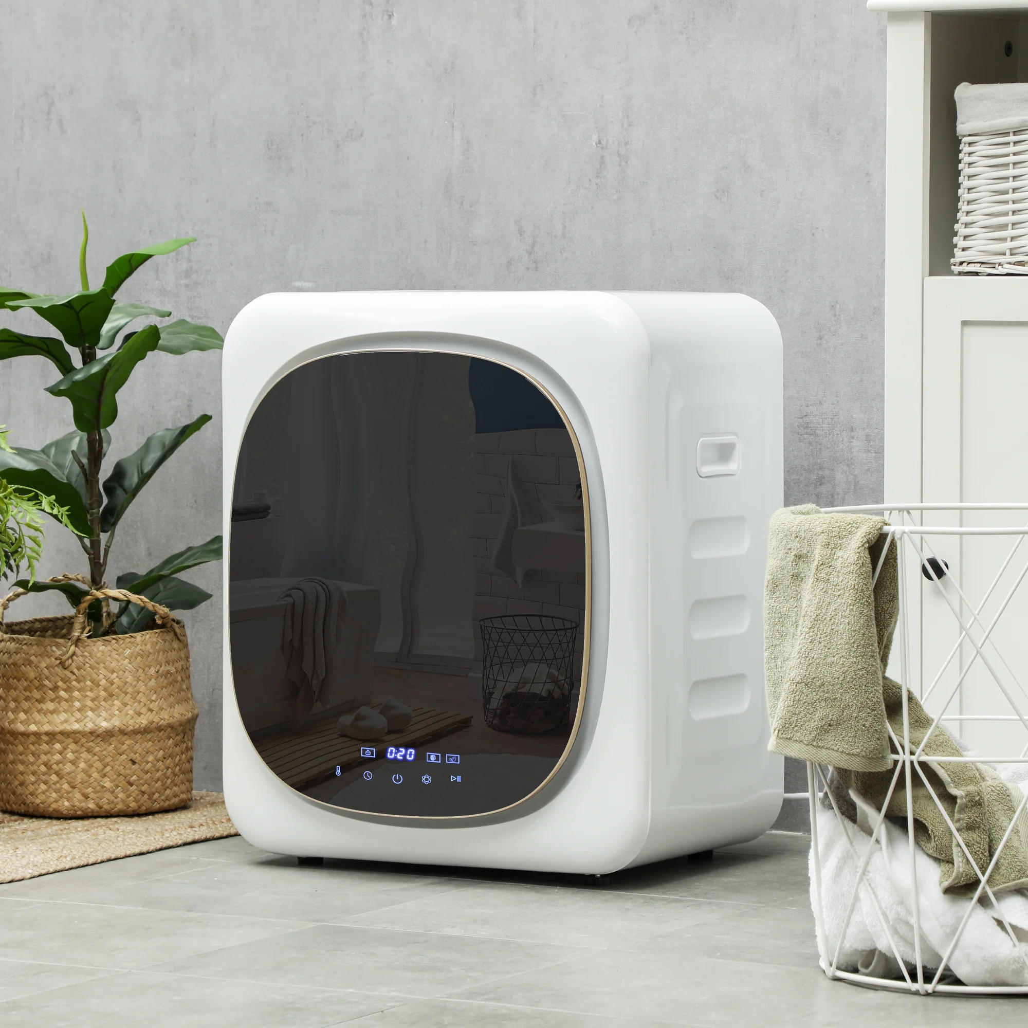 HOMCOM Wasdroger met UV-Desinfectie, Compact Ontwerp, 4 kg Capaciteit, Roestvrijstaal, Wit
