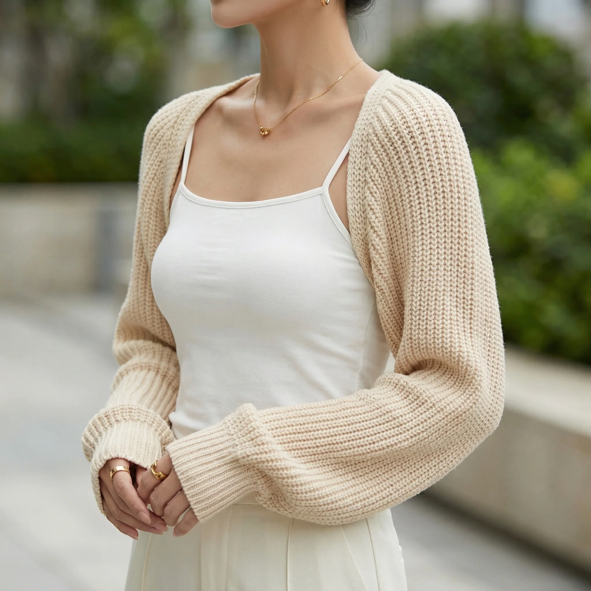 Unisex Lightweight Ribbed Knit Shrug Versatile Layering Piece