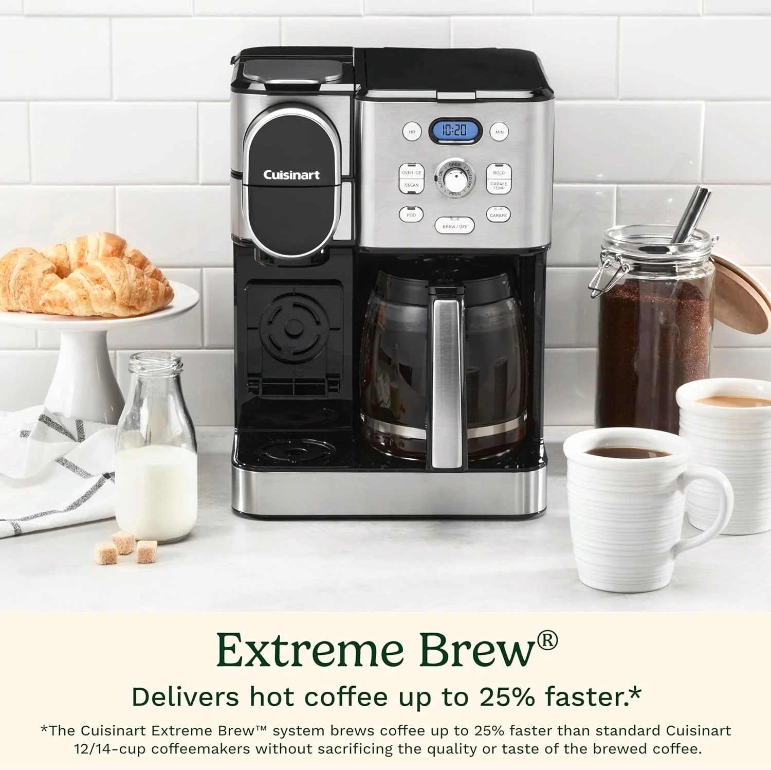 Cuisinart Coffee Maker, 12 Cup Glass Carafe, Automatic Hot & Iced Coffee Maker, Single Server Brewer, Stainless Steel, SS 16