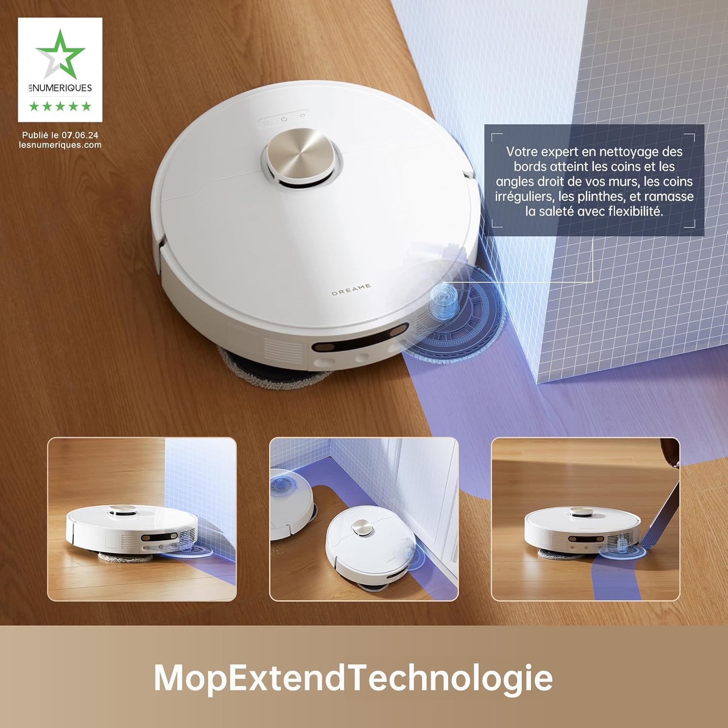 DREAME L10s Pro Ultra Heat Robot Aspirateur Laveur, Extension de serpillière, Auto-Nettoyage Automatique des serpillières avec de l'eau Chaude, Aspiration de 7 000 Pa, Application Dreamehome