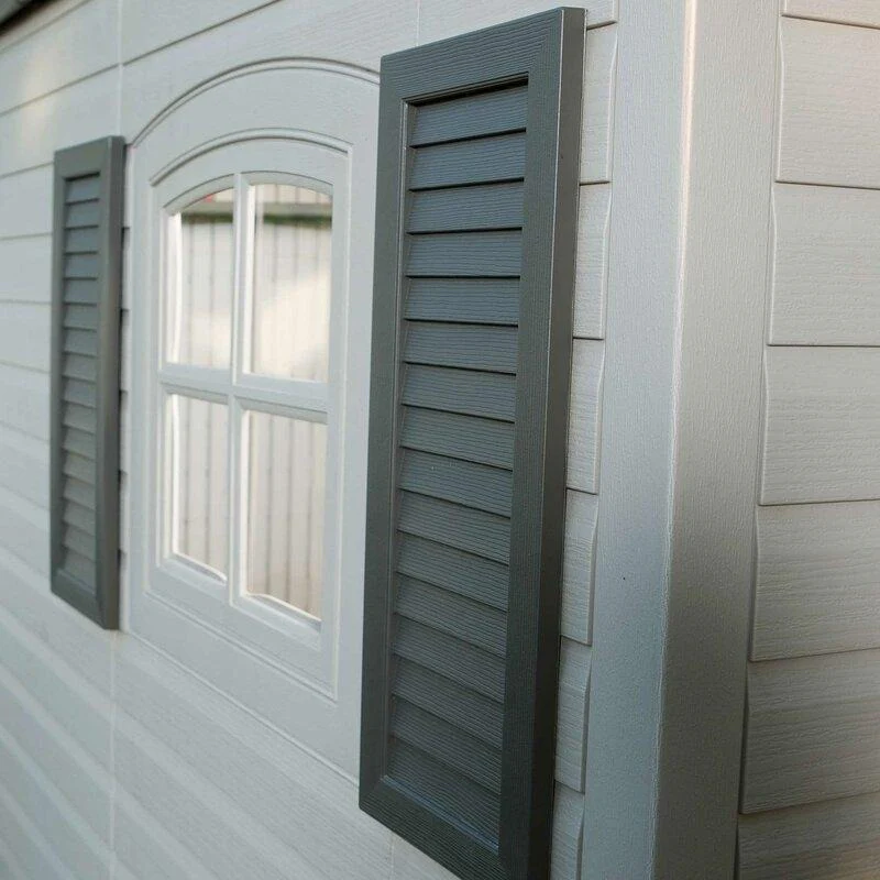 2025 Side entrance, 4.57 m W x 2.44 m D, plastic tool shed