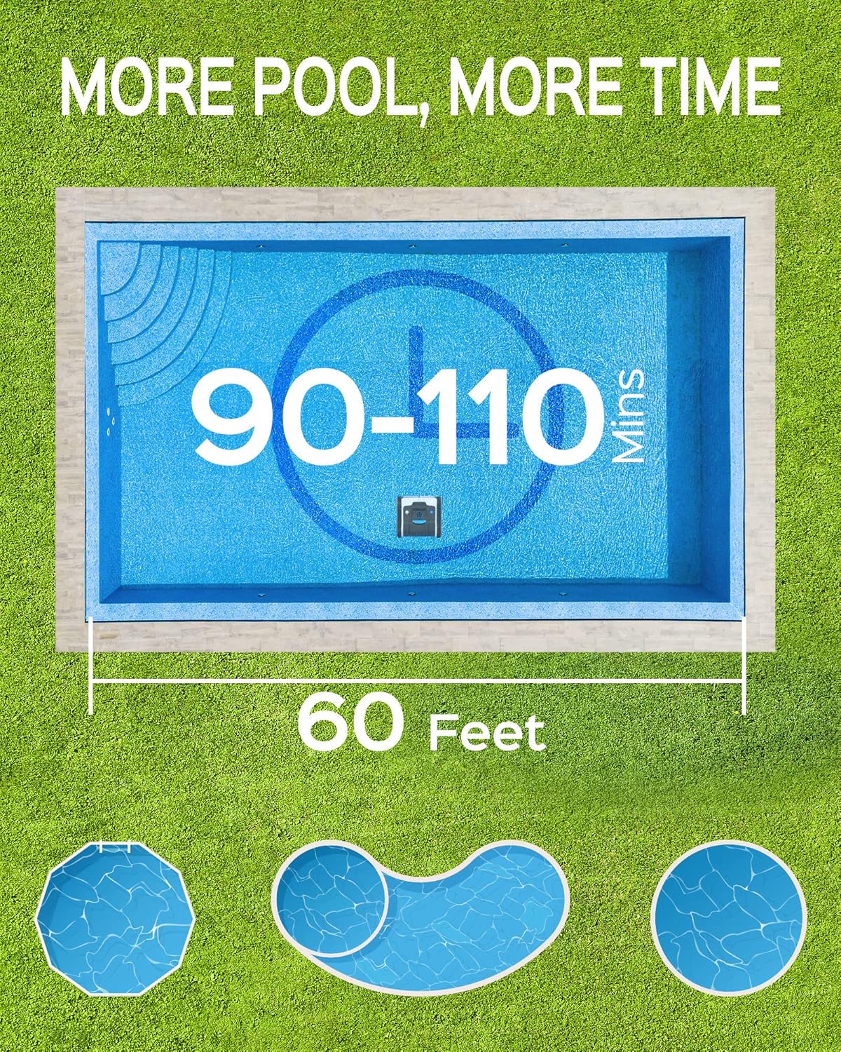 WYBOT Robot de Piscine sans Fil pour 110mins, Nettoyage Automatique du Sol, Ligne d'eau et des Murs, avec Planification D'itinéraire, Charge Rapide, pour Piscines Hors Sol ou Enterrées Jusqu'à 120 ㎡